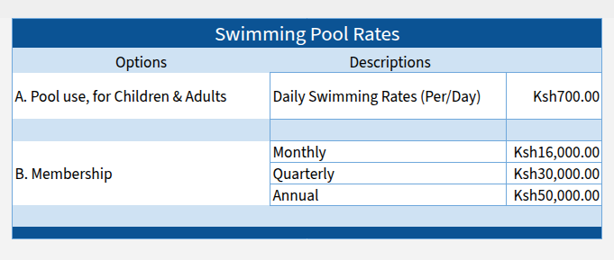 methodist kenya swimming rates